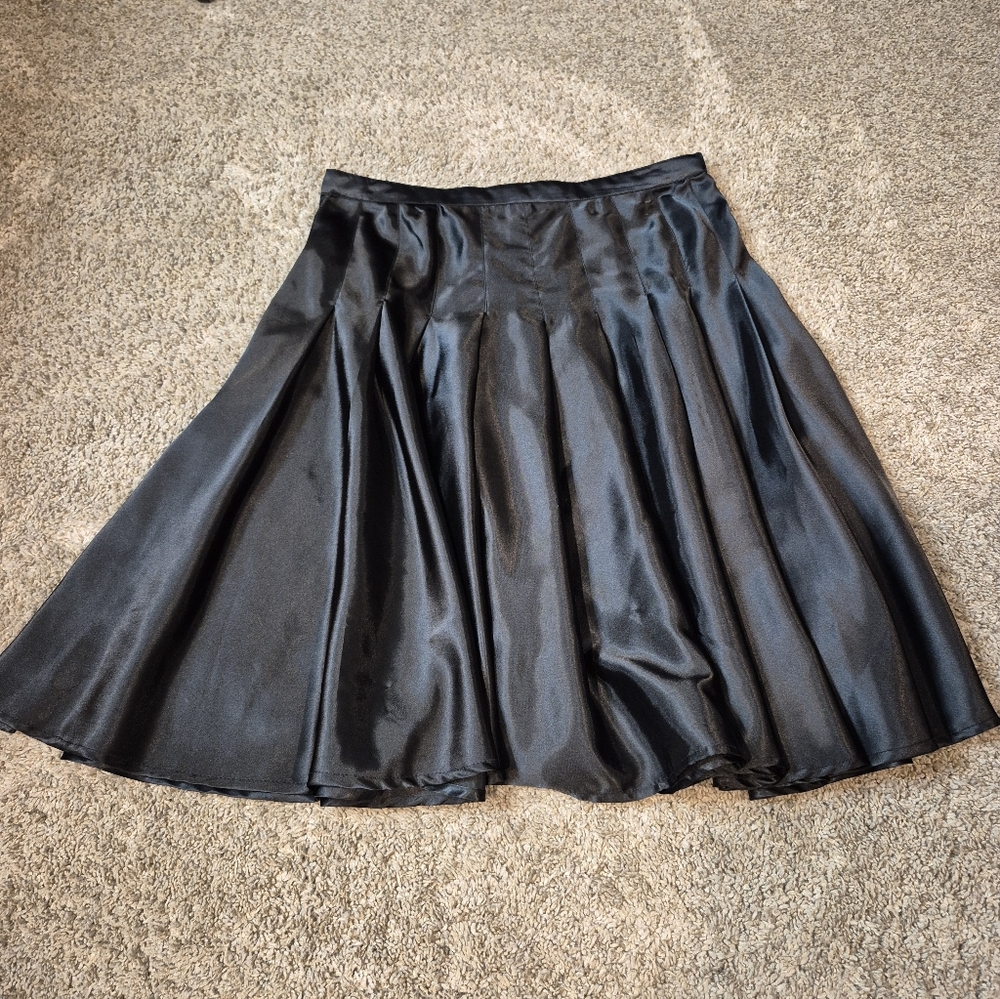 Rampage Black Satin Pleated Skirt Y2K Vtg